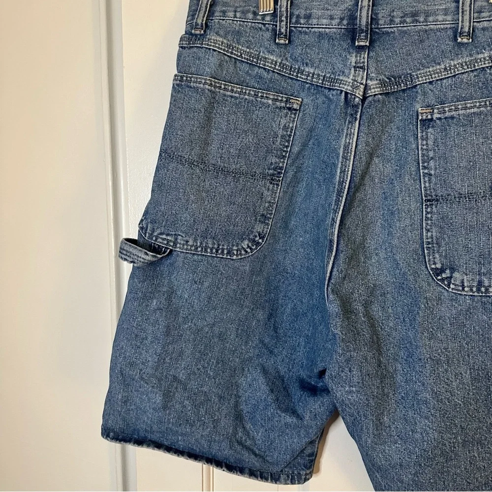 Vintage Y2K Wrangler Denim Cargo Shorts Size 34 Blue Jean Jorts Cotton Carpenter - Picture 6 of 7